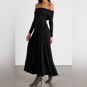 Lulus Black Off-the-Shoulder Midi Dress | XS | NWT